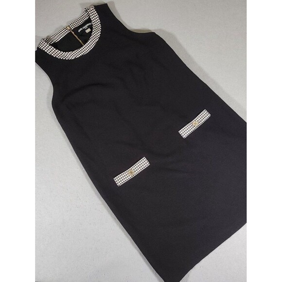 Karl Lagerfeld Dresses & Skirts - Karl Lagerfeld Sleeveless Black Shift Dress w/ Neckline Houndstooth Trim Size 12